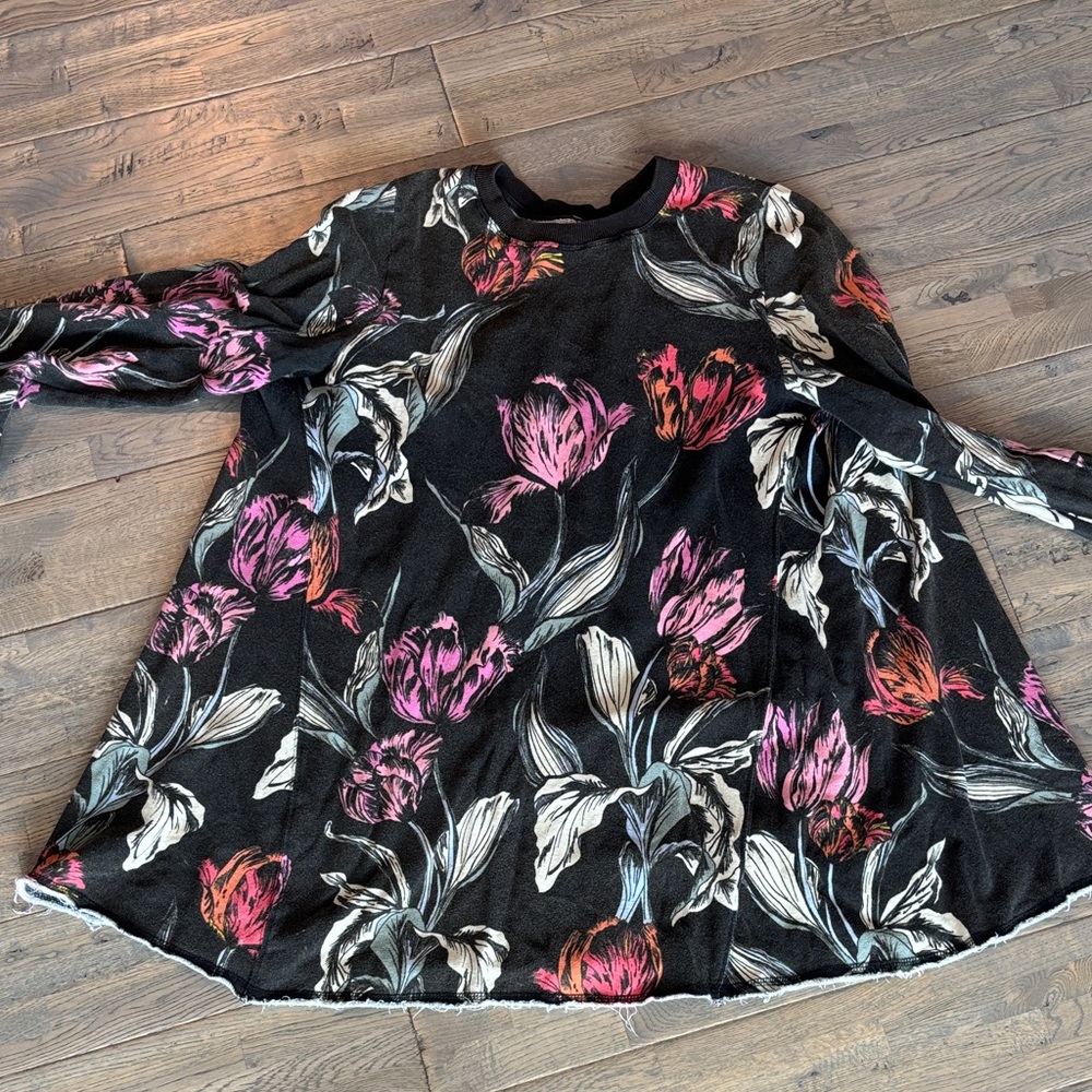 Free People Brown and Pink Floral Tunic